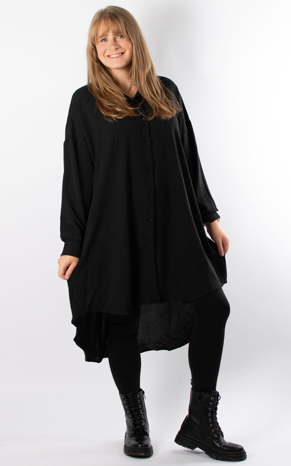 Whoopi Longline Shirt | Black