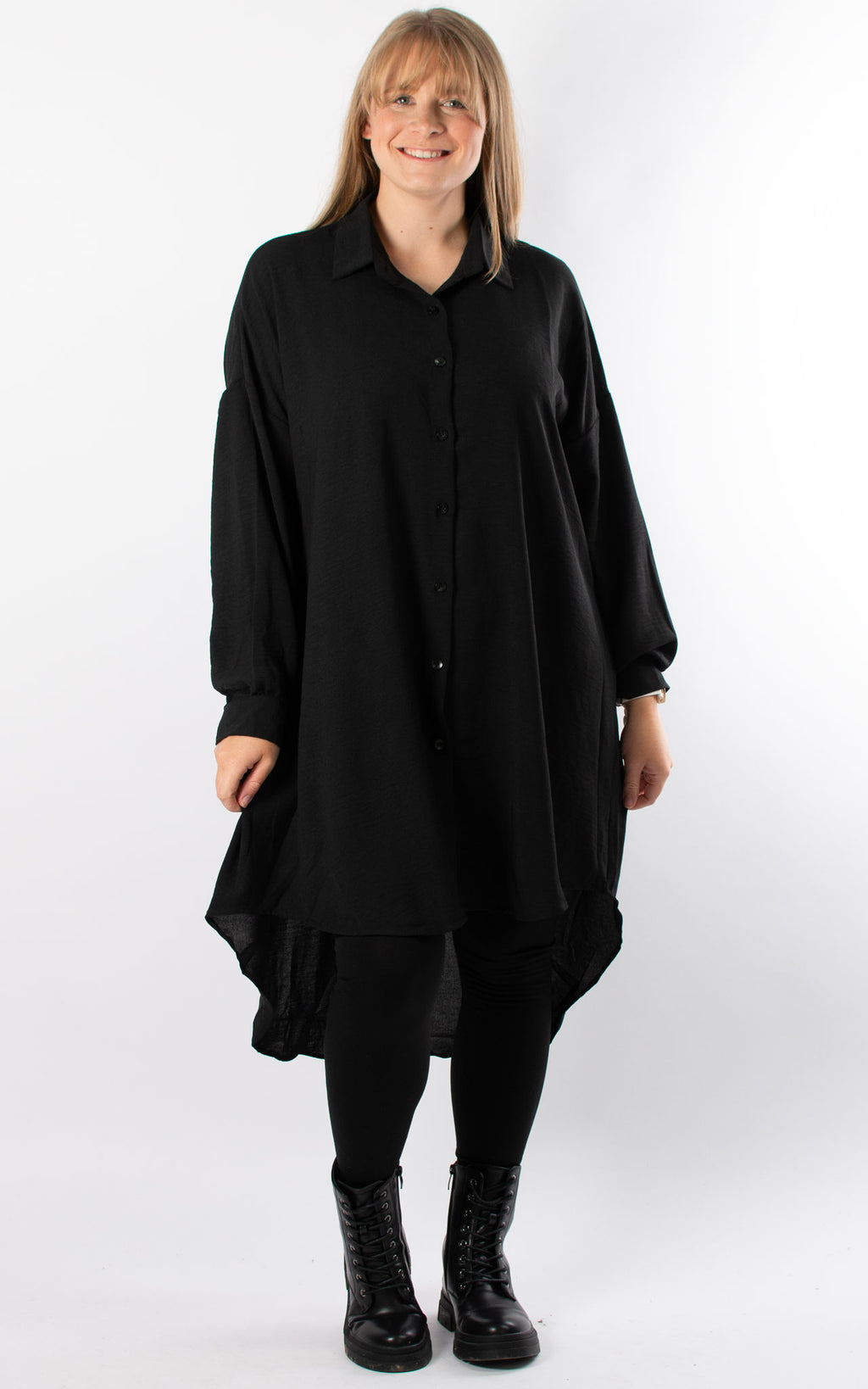 Whoopi Longline Shirt | Black