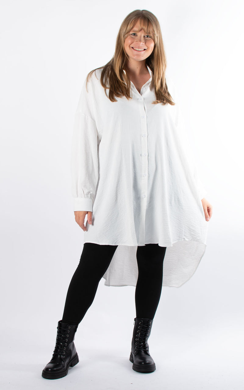 Whoopi Longline Shirt | White