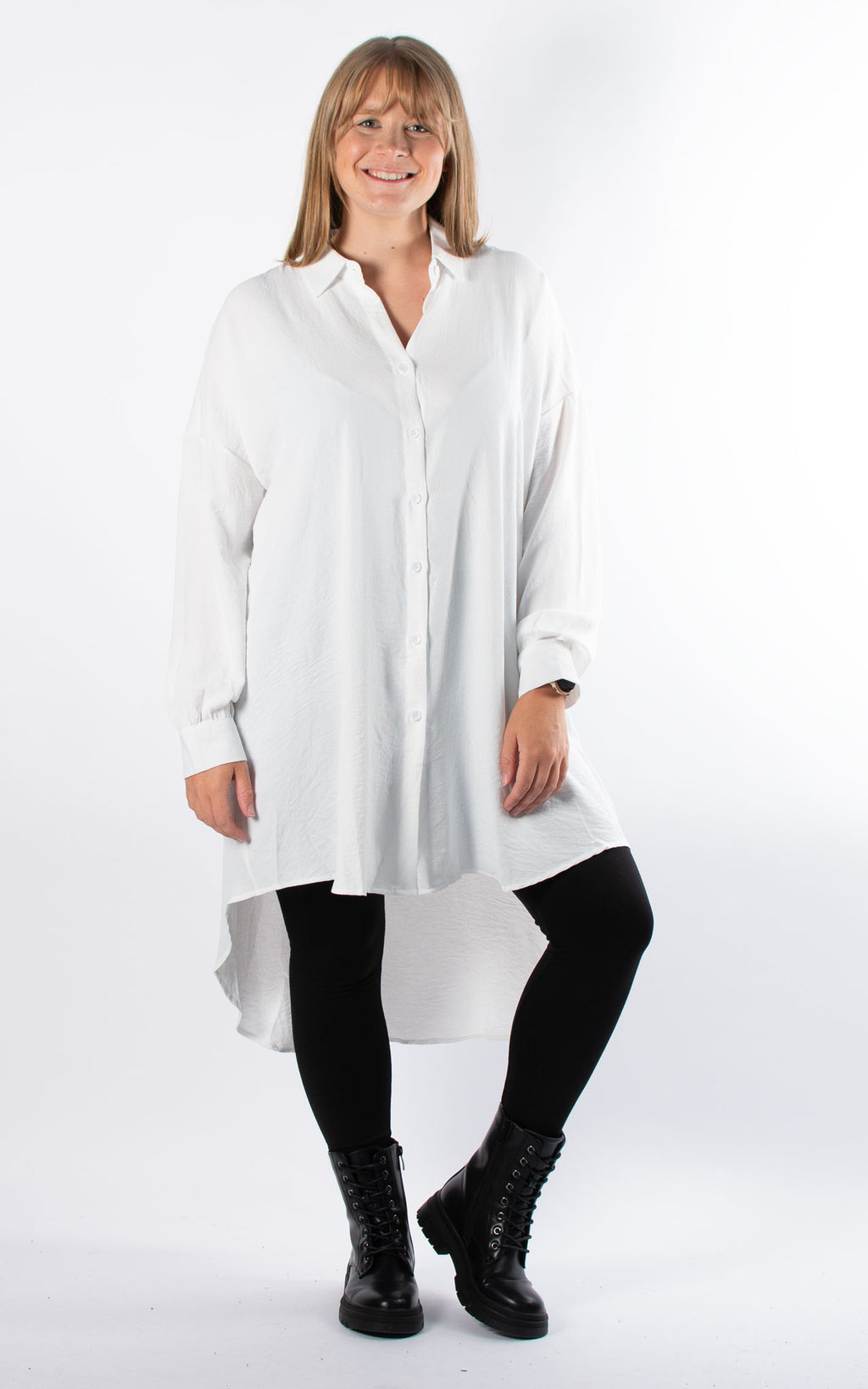 Whoopi Longline Shirt | White