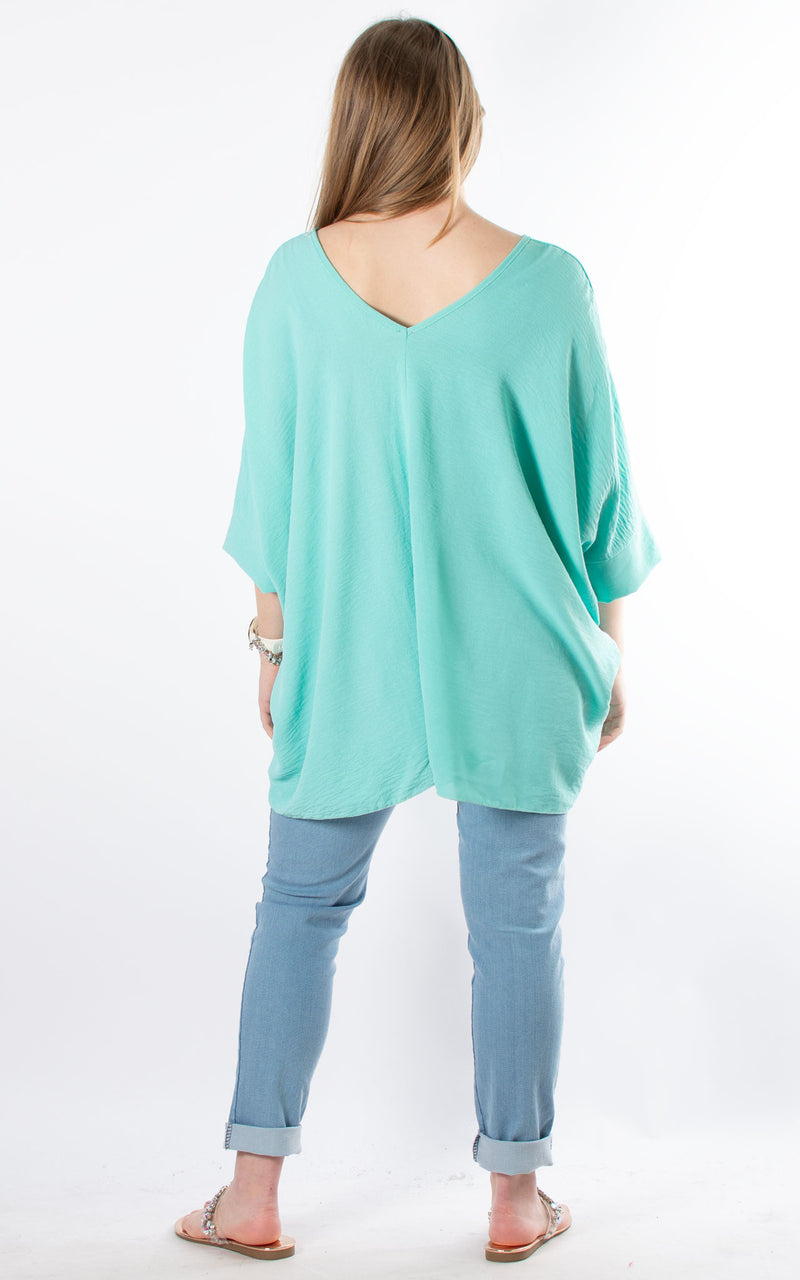 Whoopi V Front & Back Top | Turquoise