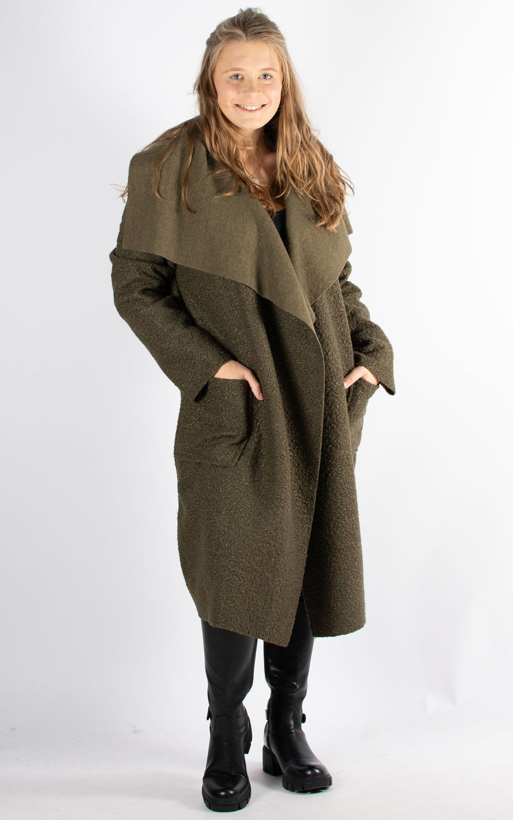 Winnie Waterfall Coat | Khaki