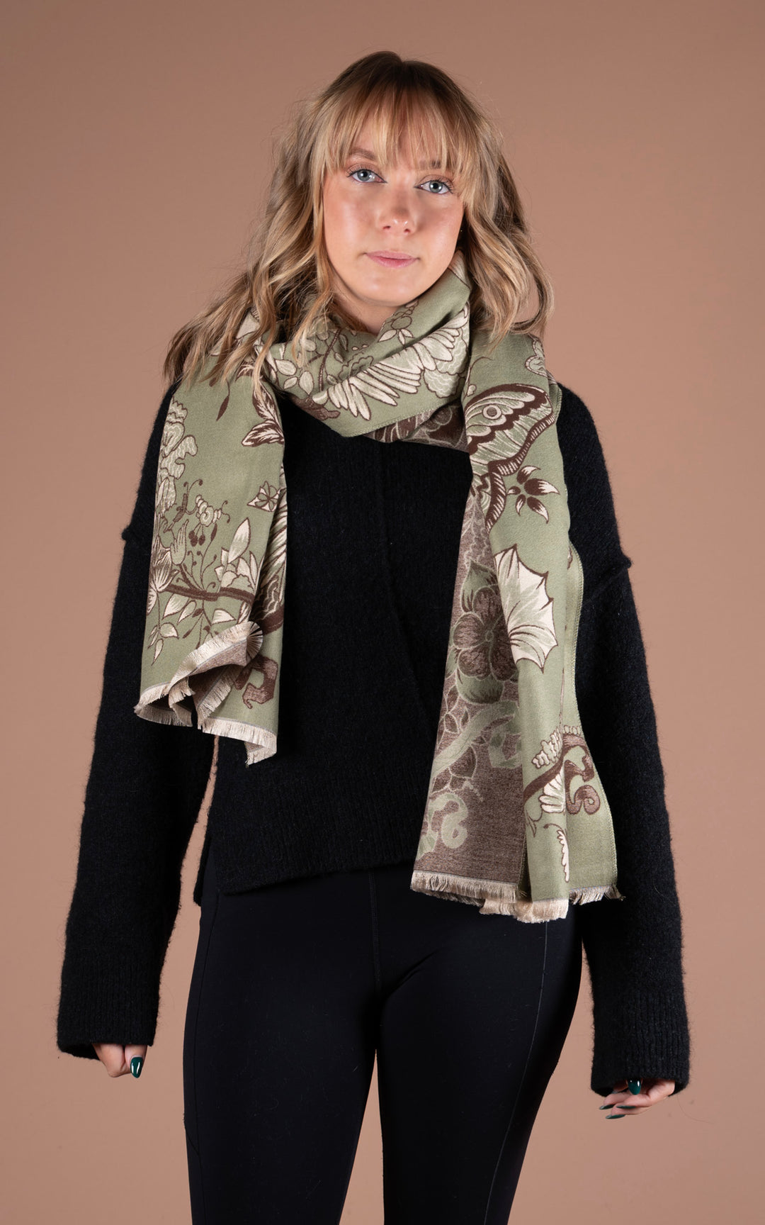 Winter Scarf | Floral&Butterfly | Green