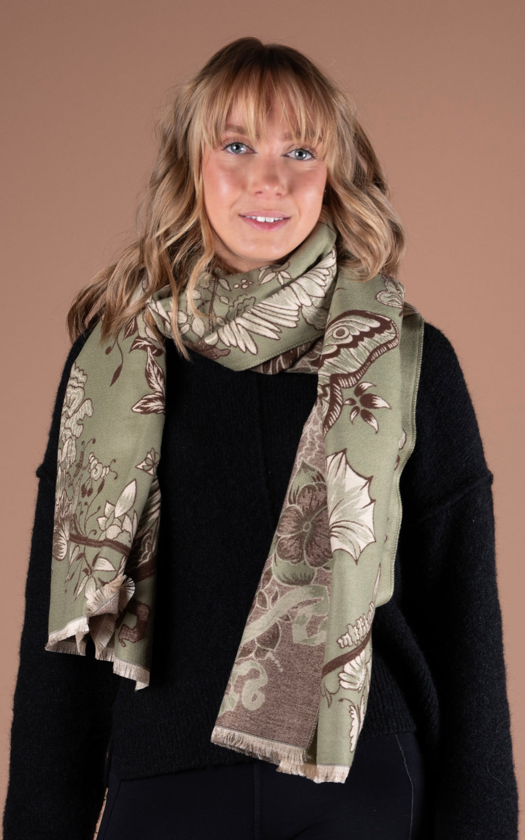 Winter Scarf | Floral&Butterfly | Green