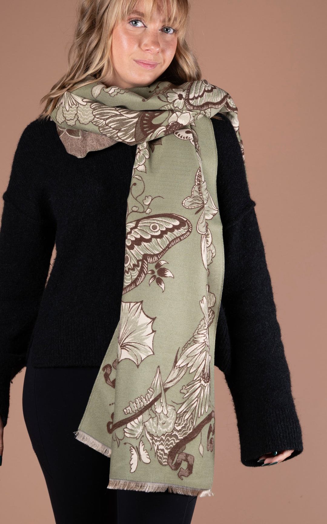 Winter Scarf | Floral&Butterfly | Green