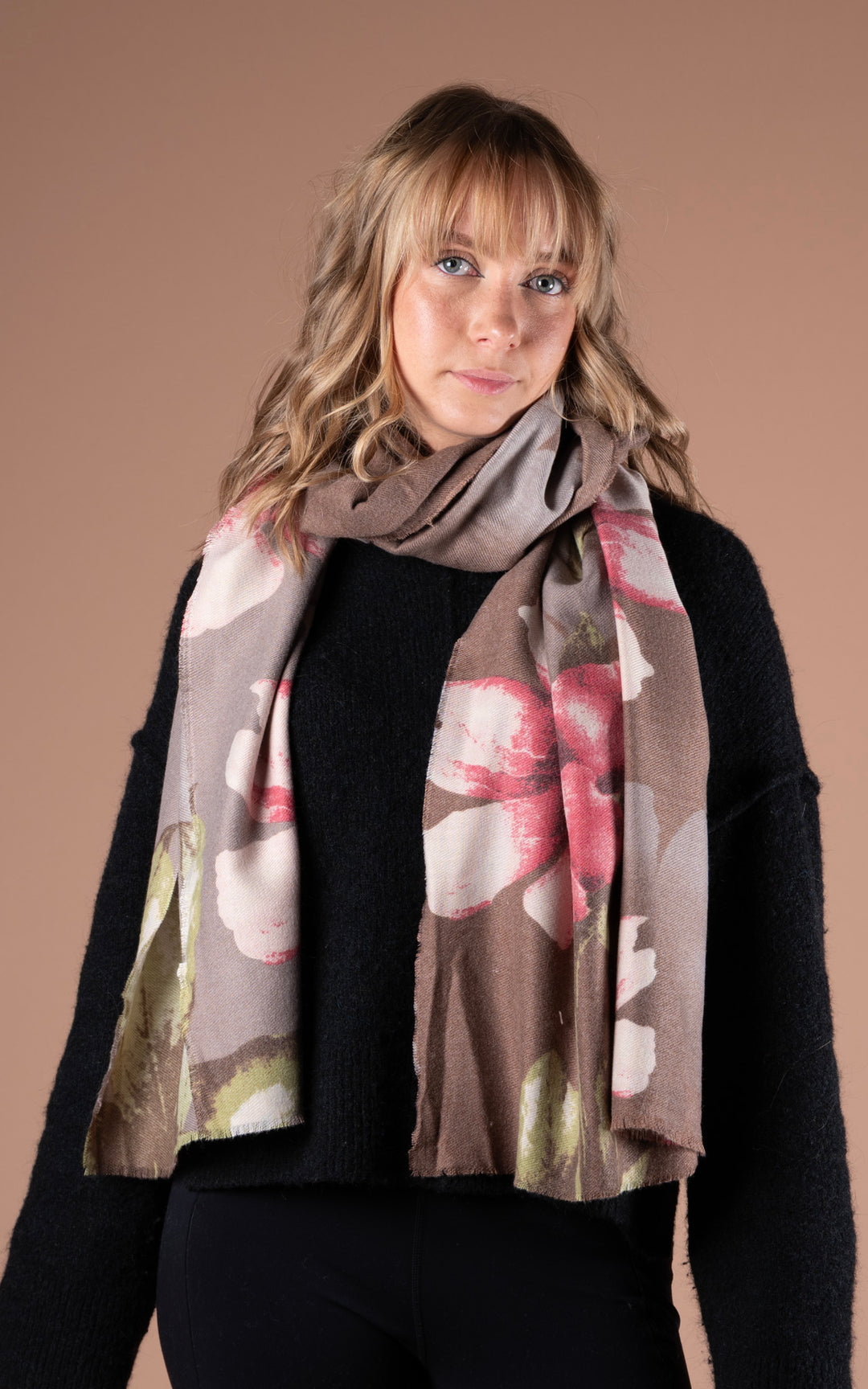 Winter Scarf | Floral | Chocolate