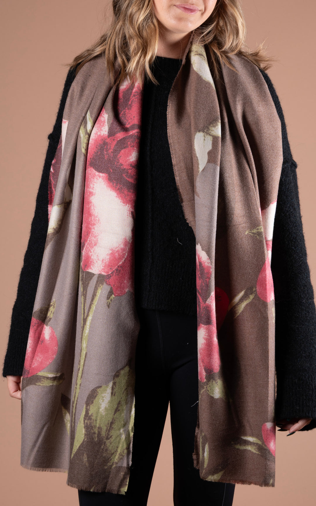 Winter Scarf | Floral | Chocolate