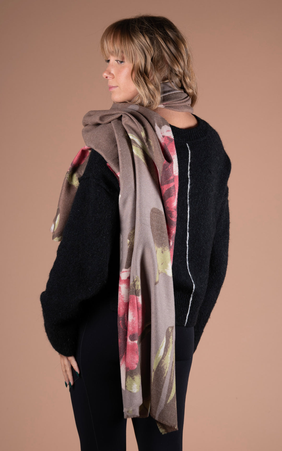 Winter Scarf | Floral | Chocolate