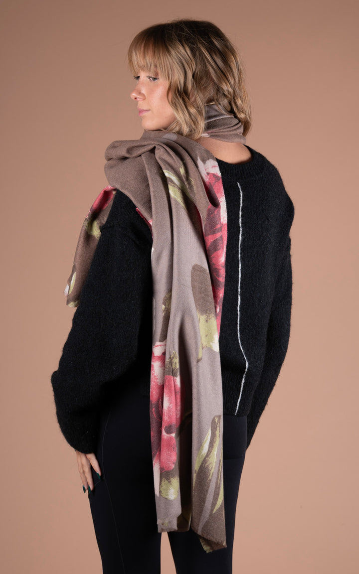 Winter Scarf | Floral | Chocolate