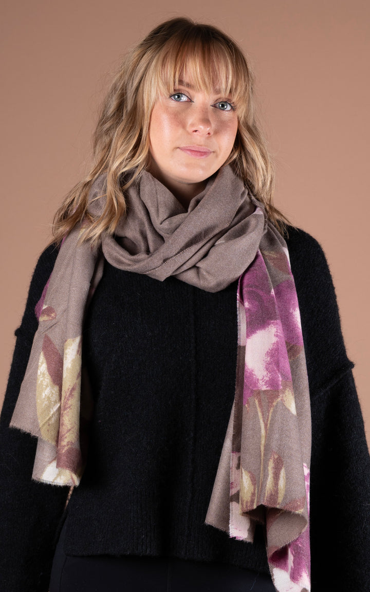 Winter Scarf | Floral | Mocha