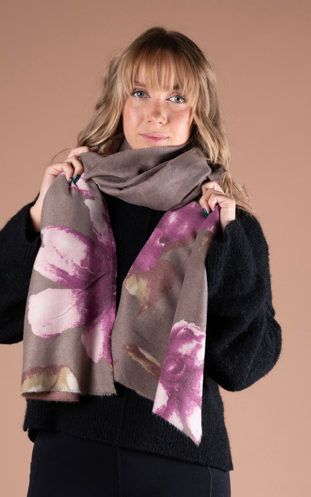 Winter Scarf | Floral | Mocha