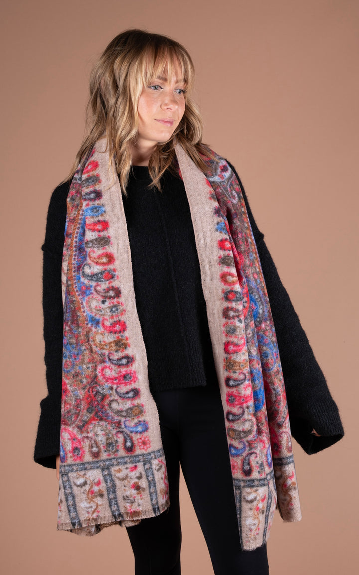 Winter Scarf | Paisley | Beige