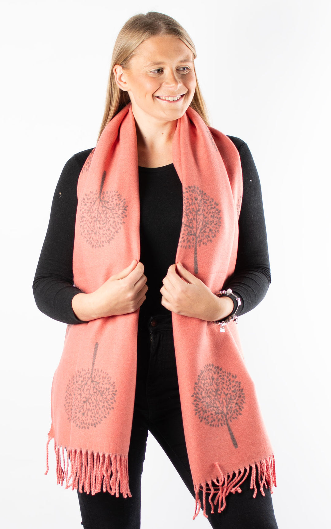 Winter Scarf | Tree of Life | Coral