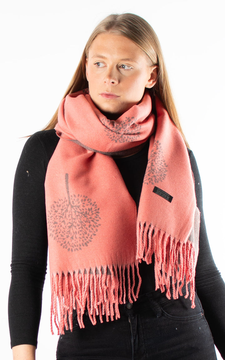Winter Scarf | Tree of Life | Coral