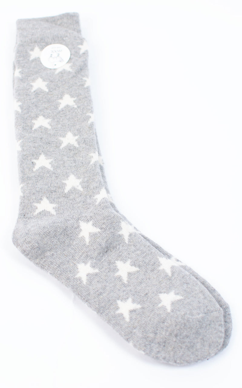 Winter Socks | Long |  Stars | Light Grey