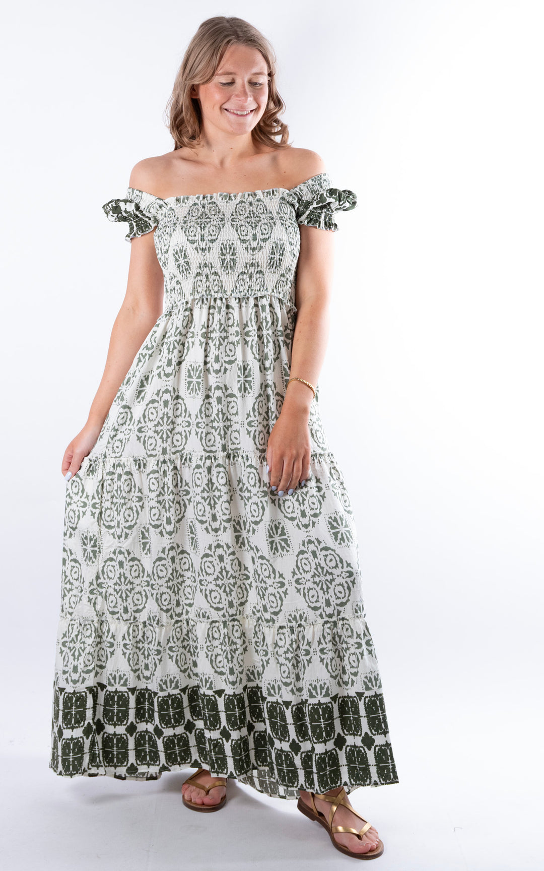 Wisteria Bardot Dress | Green