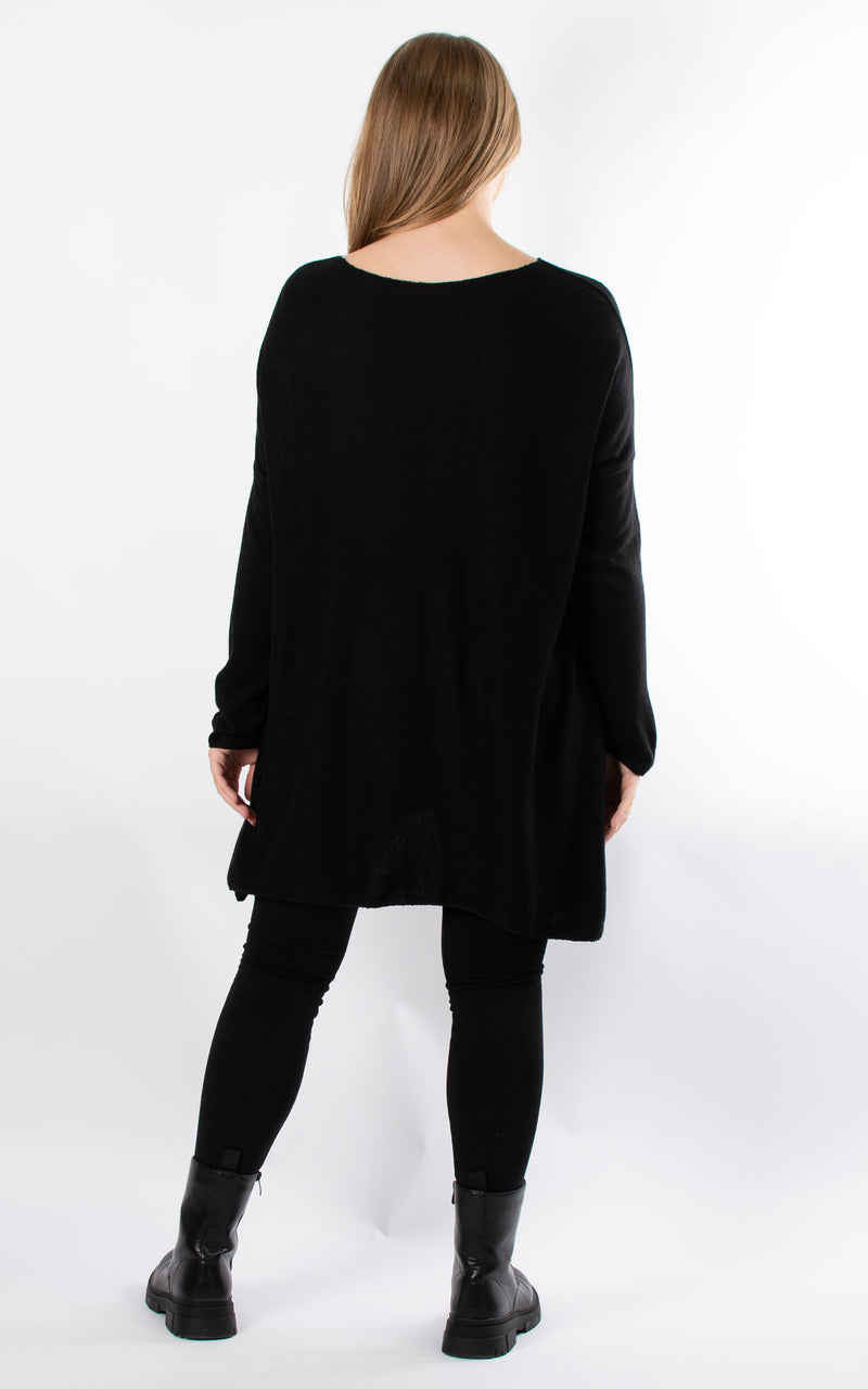 Xanthe Soft Knit Top | Black