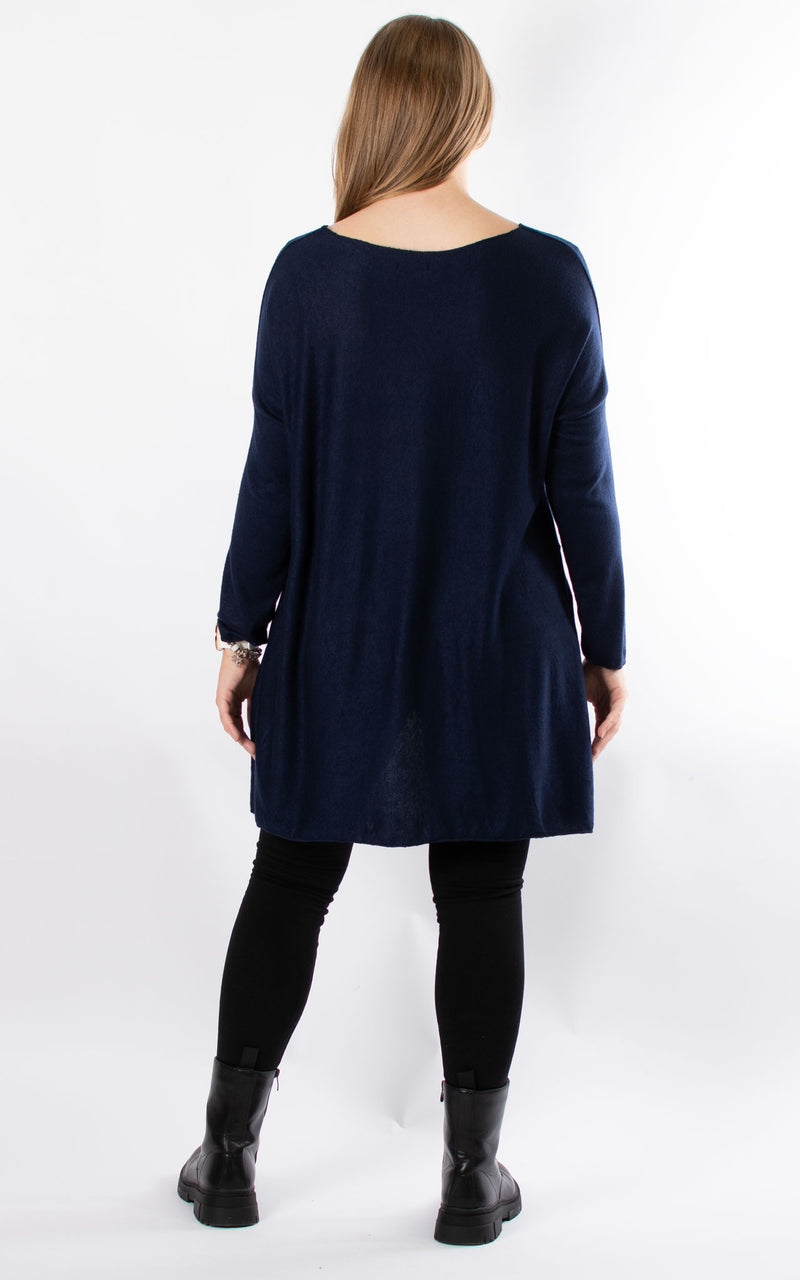 Xanthe Soft Knit Top | Navy