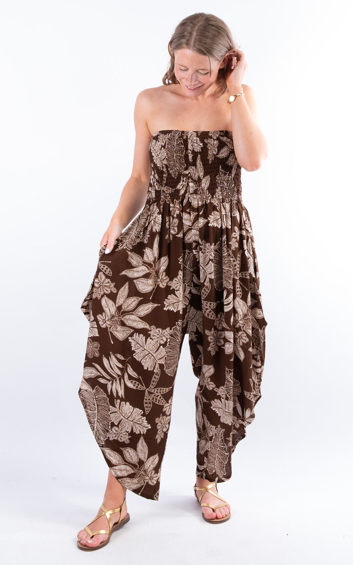 Yolanda Floral Jumpsuit | Chocolate