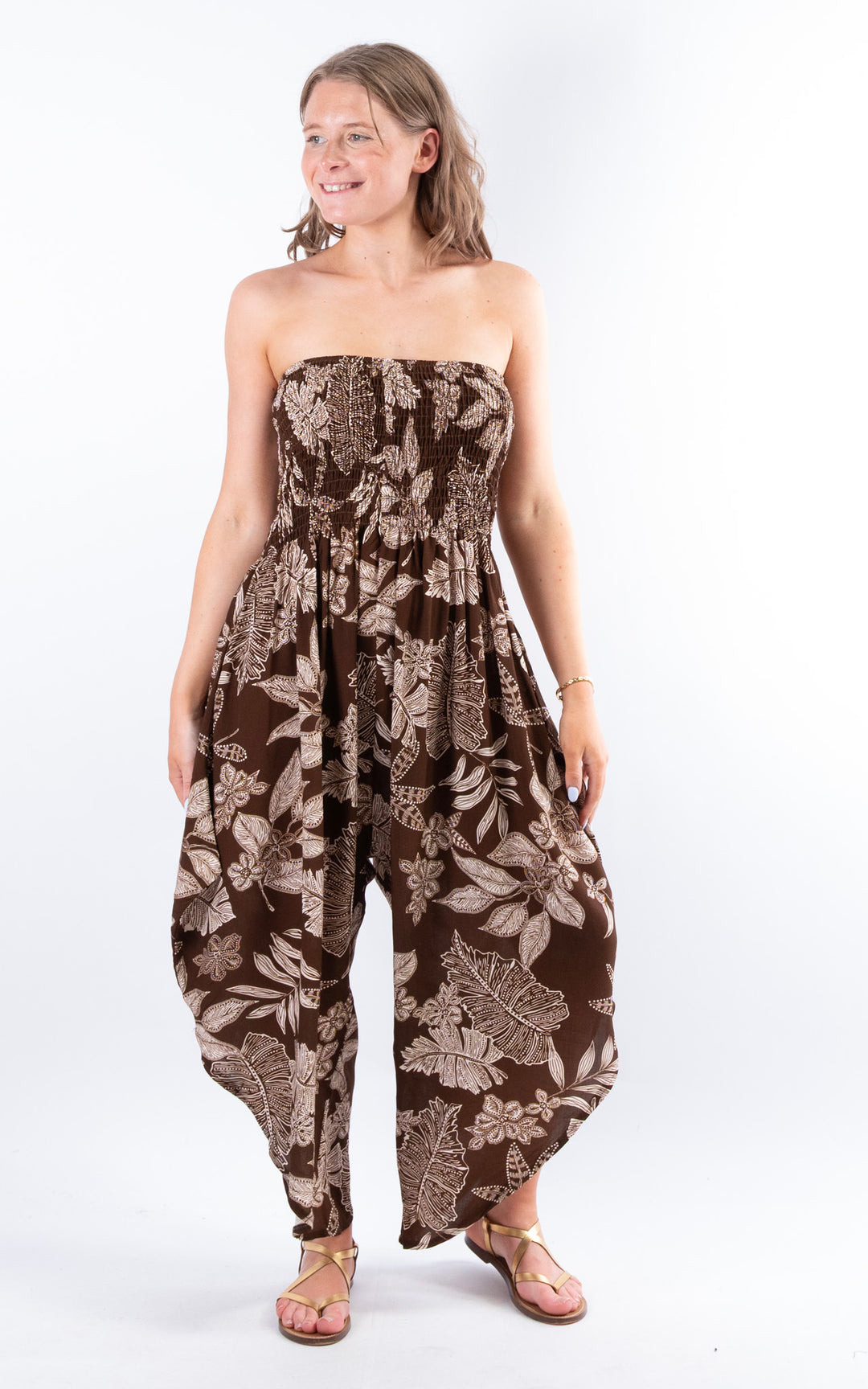 Yolanda Floral Jumpsuit | Chocolate