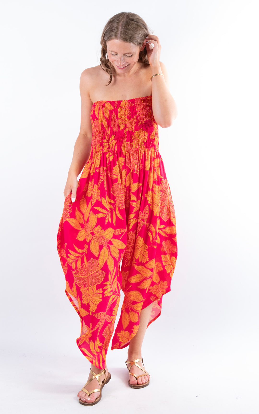 Yolanda Floral Jumpsuit | Hot Pink