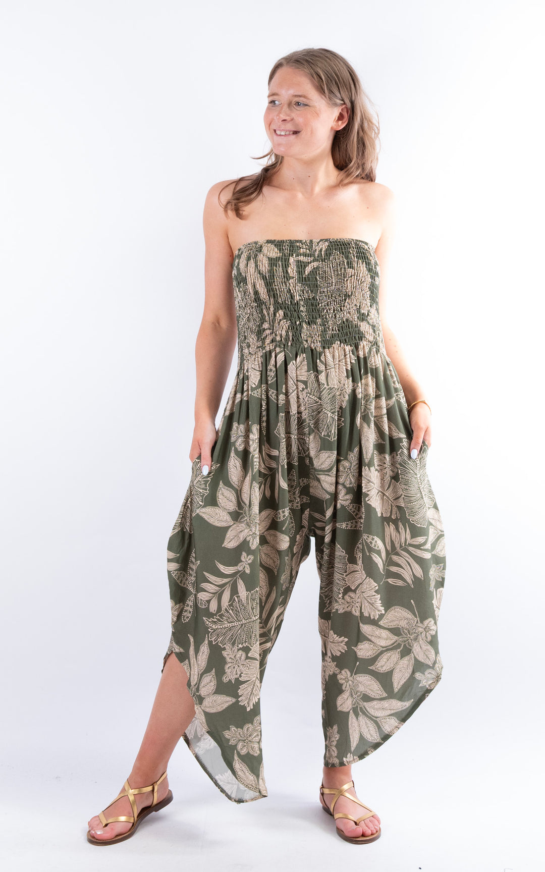 Yolanda Floral Jumpsuit | Khaki