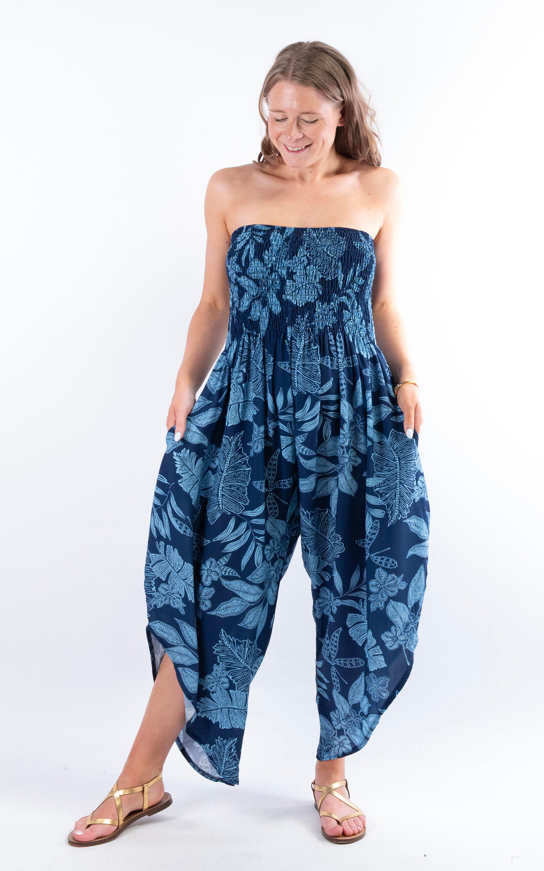 Yolanda Floral Jumpsuit | Navy