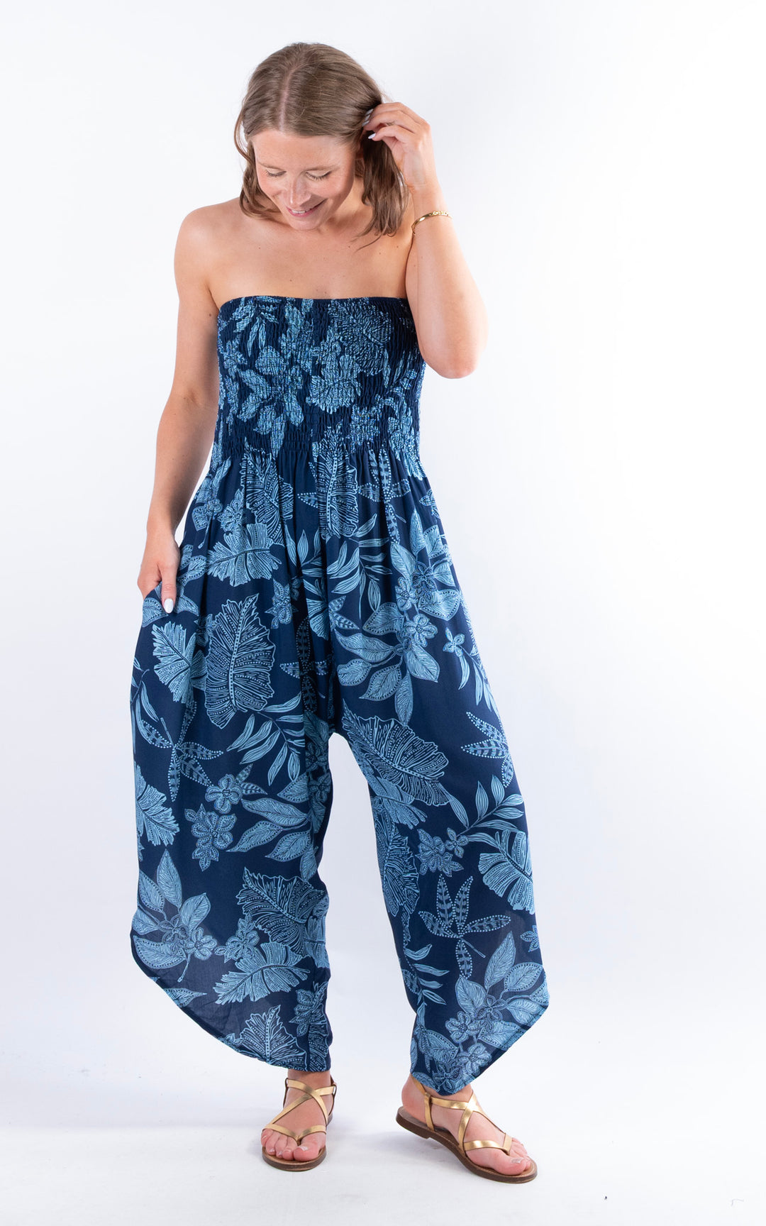 Yolanda Floral Jumpsuit | Navy