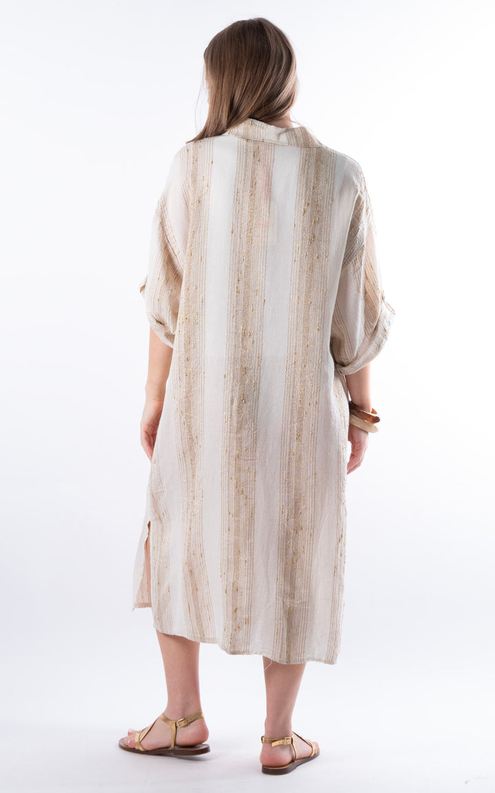 Zadie Gold Line Shirt Dress | Beige