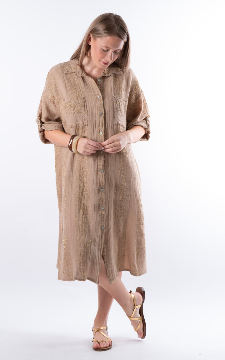 Zadie Gold Line Shirt Dress | Mocha