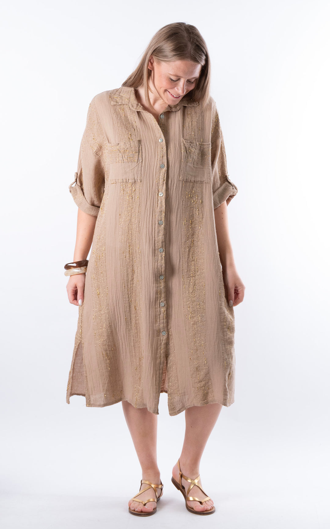 Zadie Gold Line Shirt Dress | Mocha