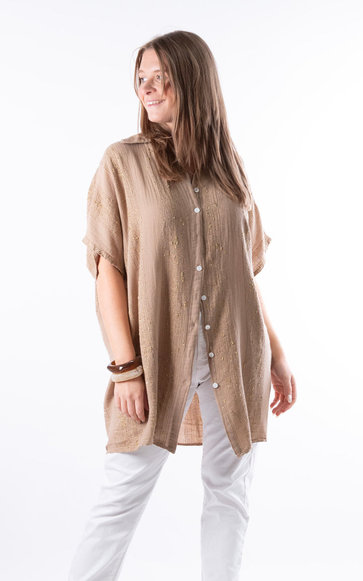 Zadie Gold Line Shirt | Mocha