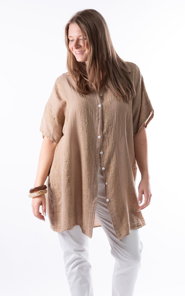 Zadie Gold Line Shirt | Mocha