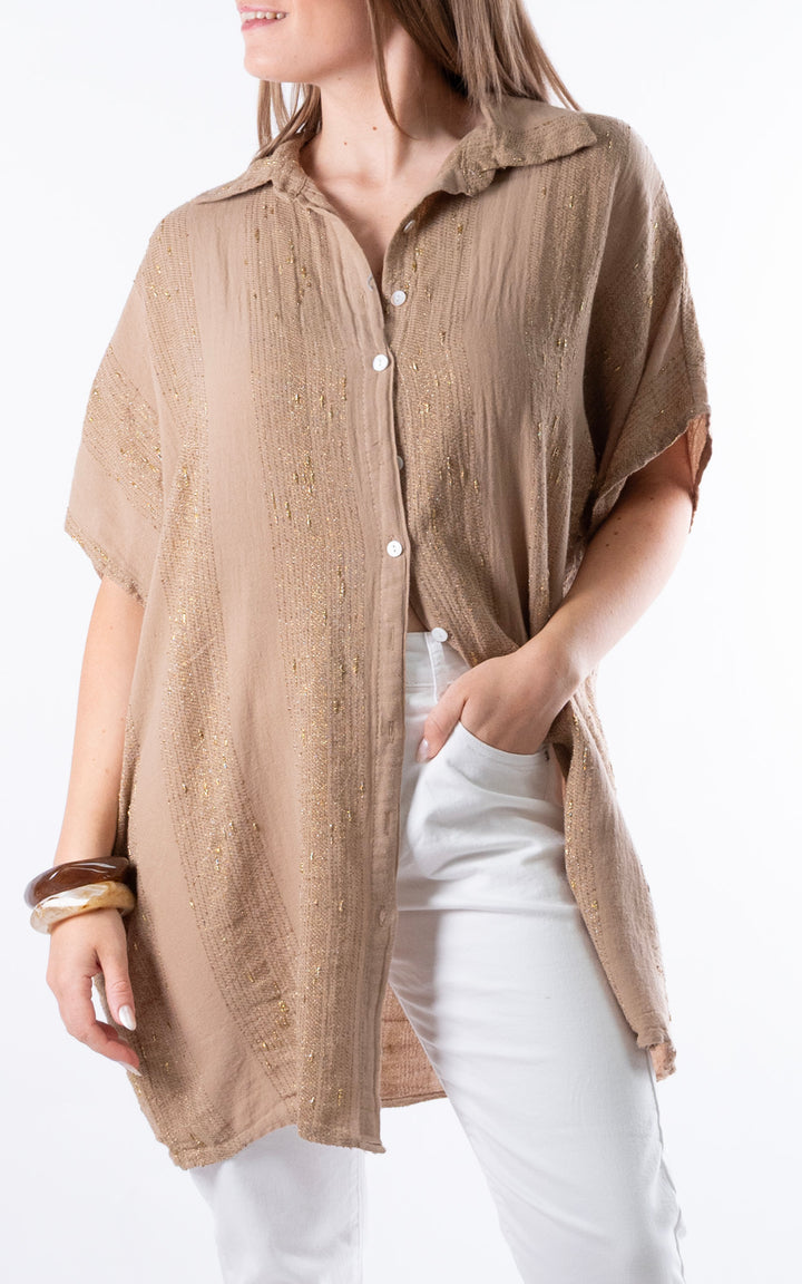 Zadie Gold Line Shirt | Mocha