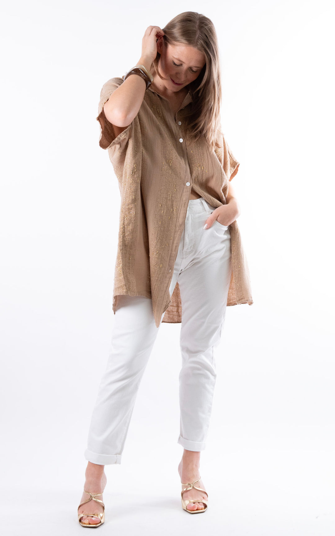 Zadie Gold Line Shirt | Mocha