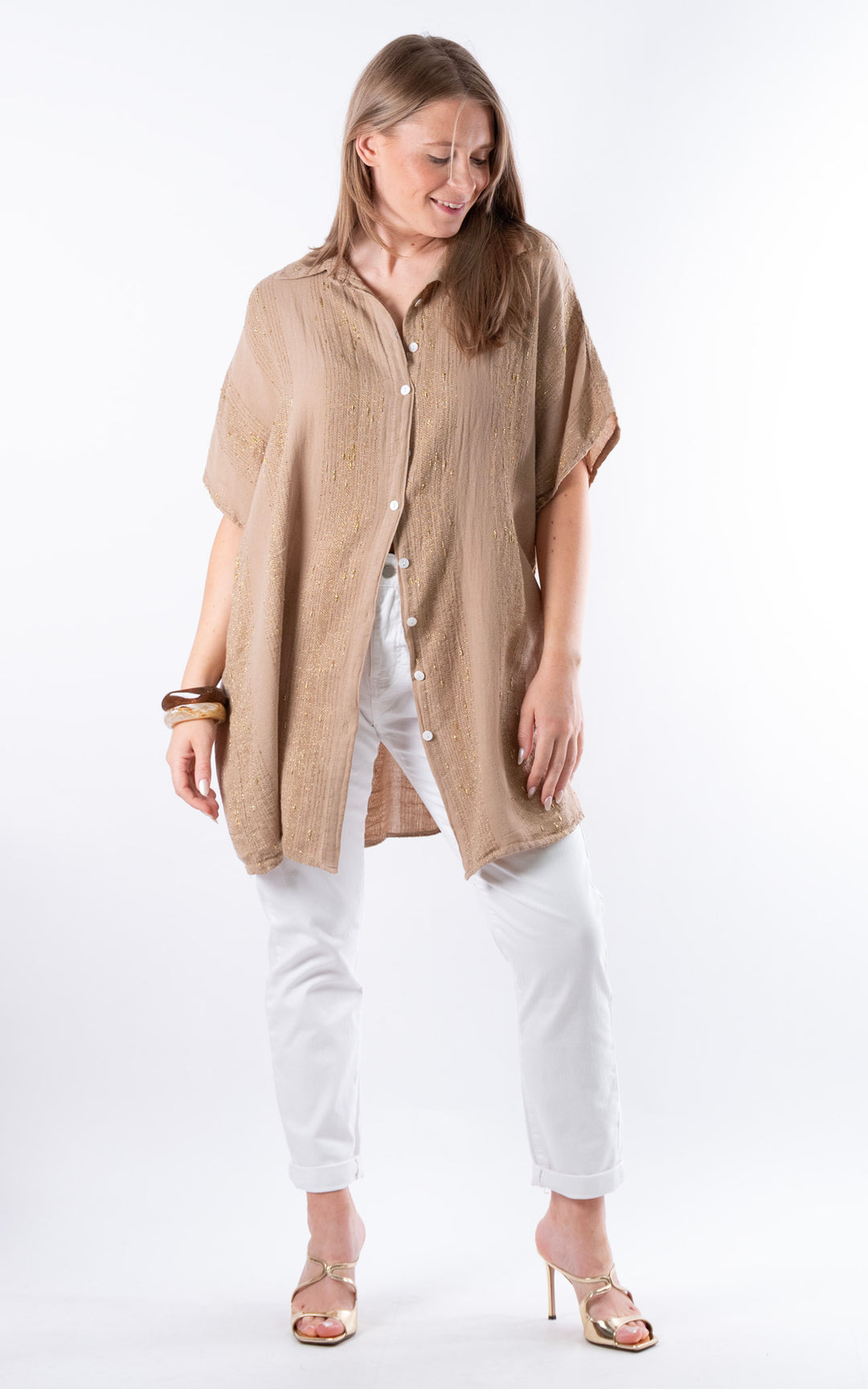 Zadie Gold Line Shirt | Mocha