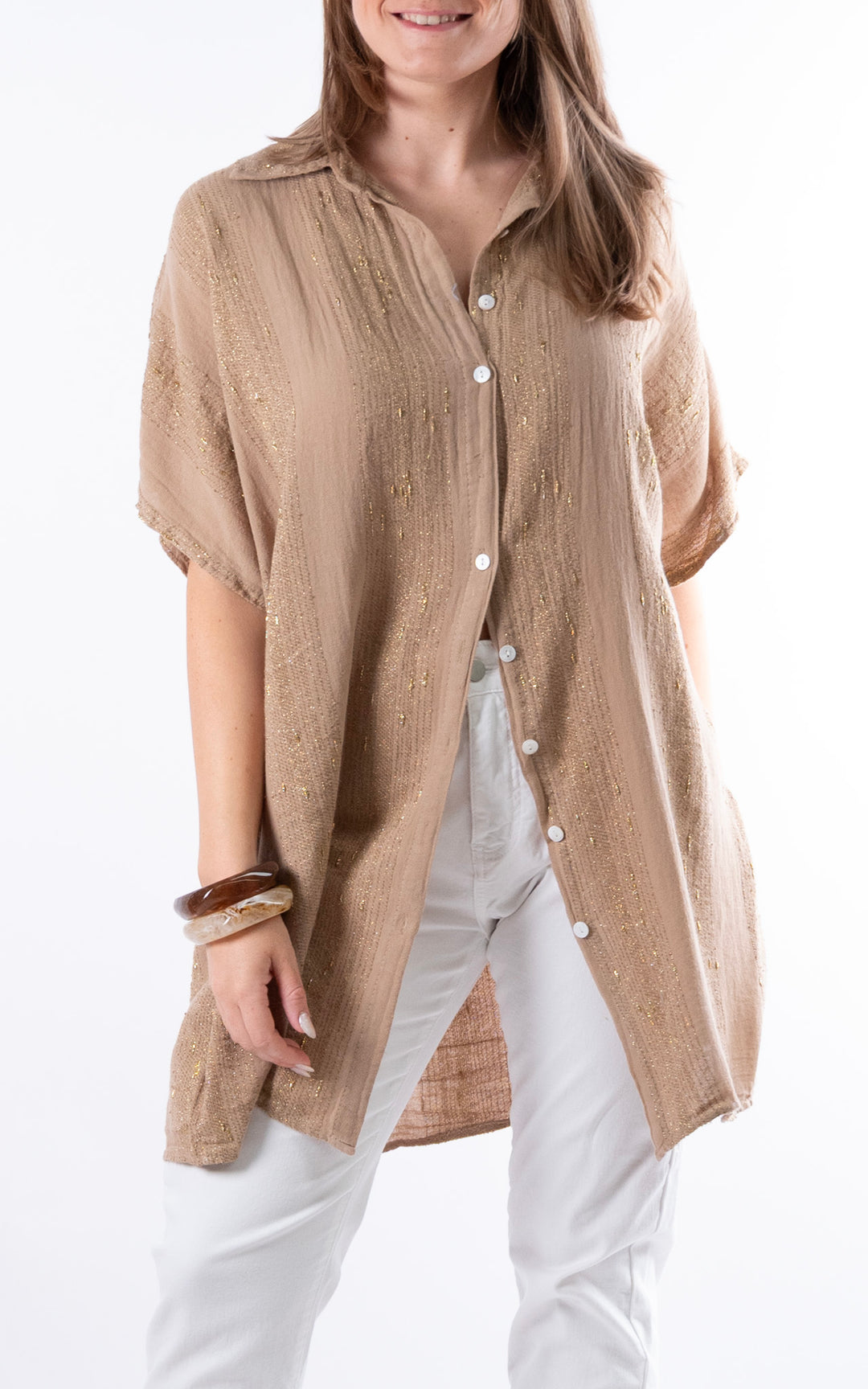 Zadie Gold Line Shirt | Mocha