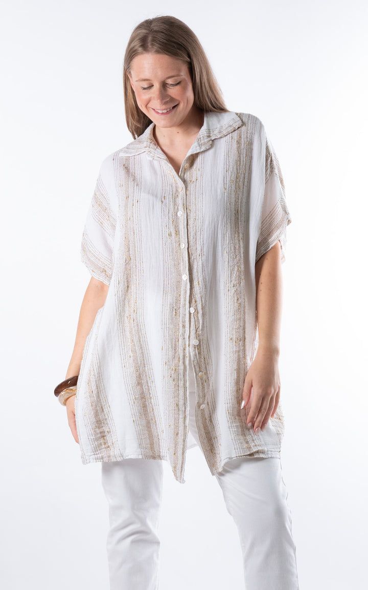 Zadie Gold Line Shirt | White
