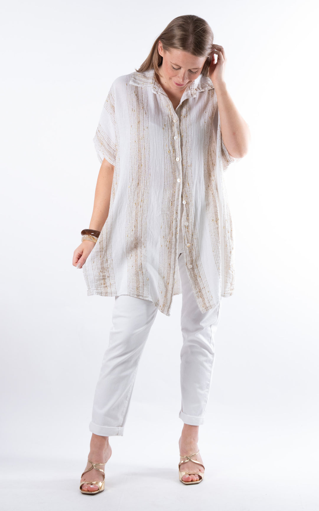 Zadie Gold Line Shirt | White