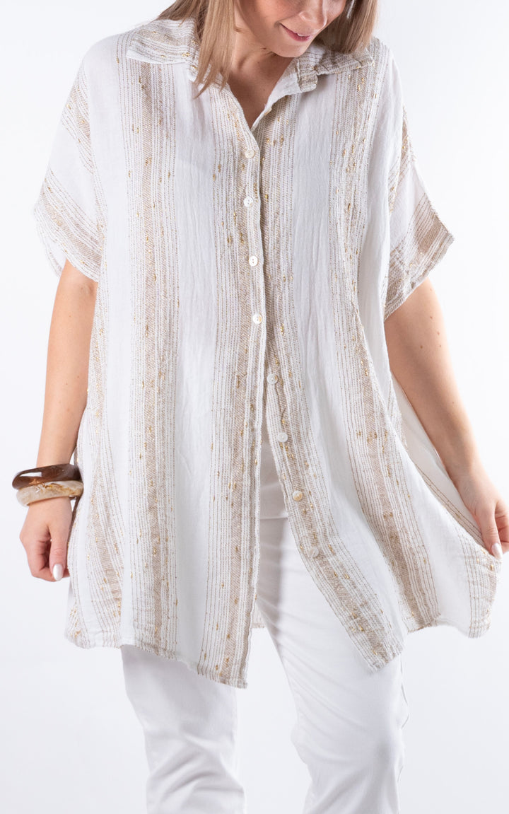 Zadie Gold Line Shirt | White