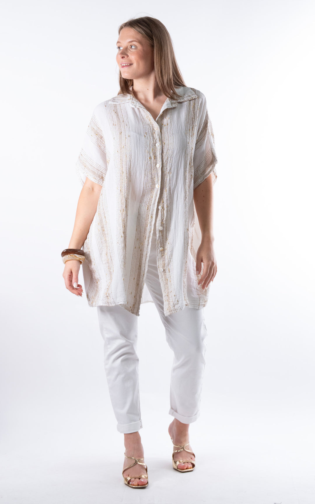 Zadie Gold Line Shirt | White