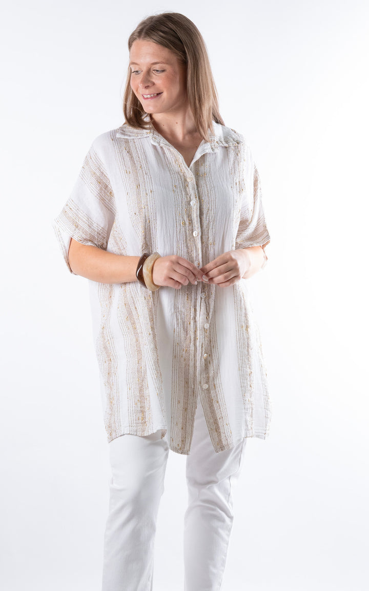 Zadie Gold Line Shirt | White