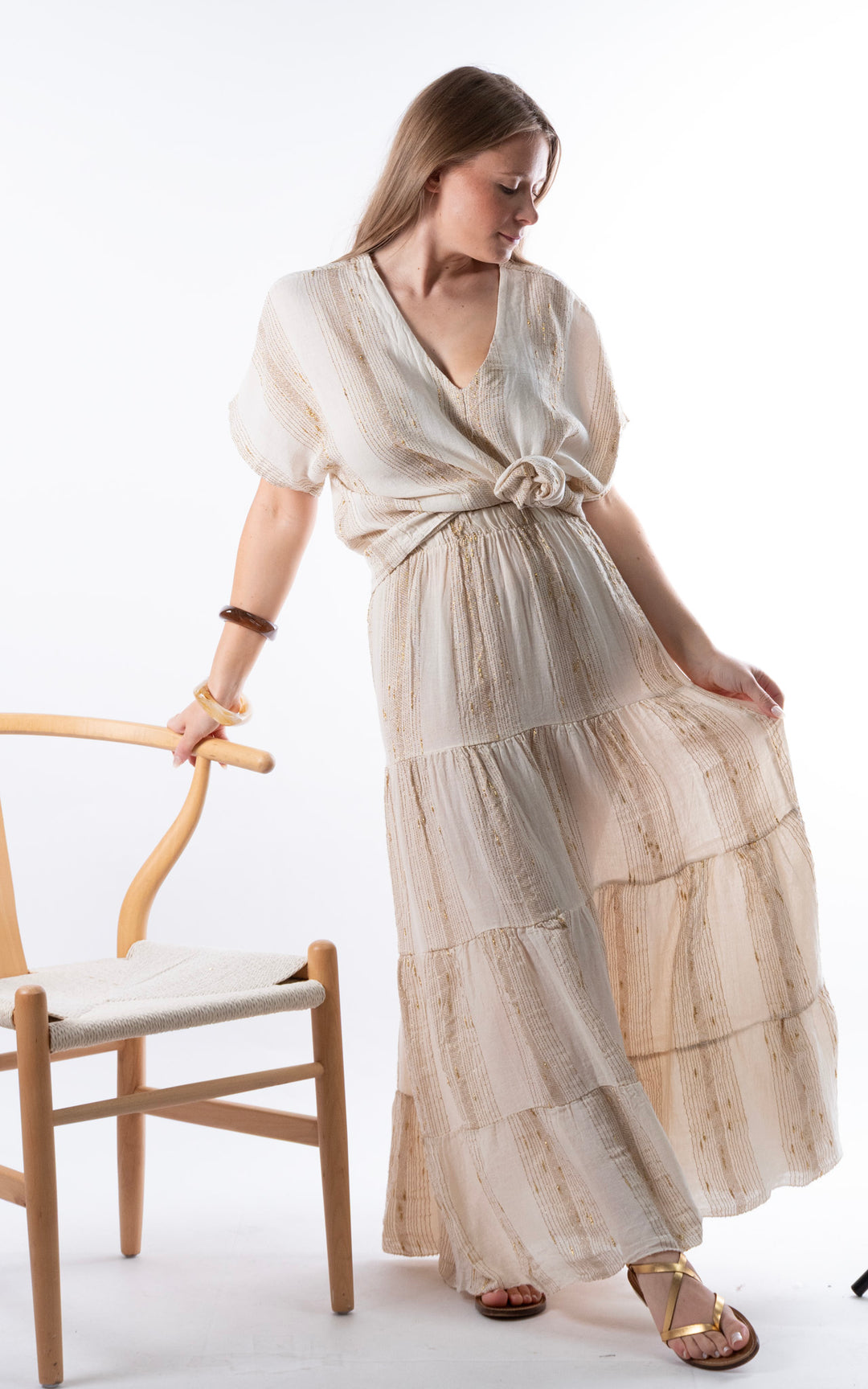 Zadie Gold Line Skirt | Beige