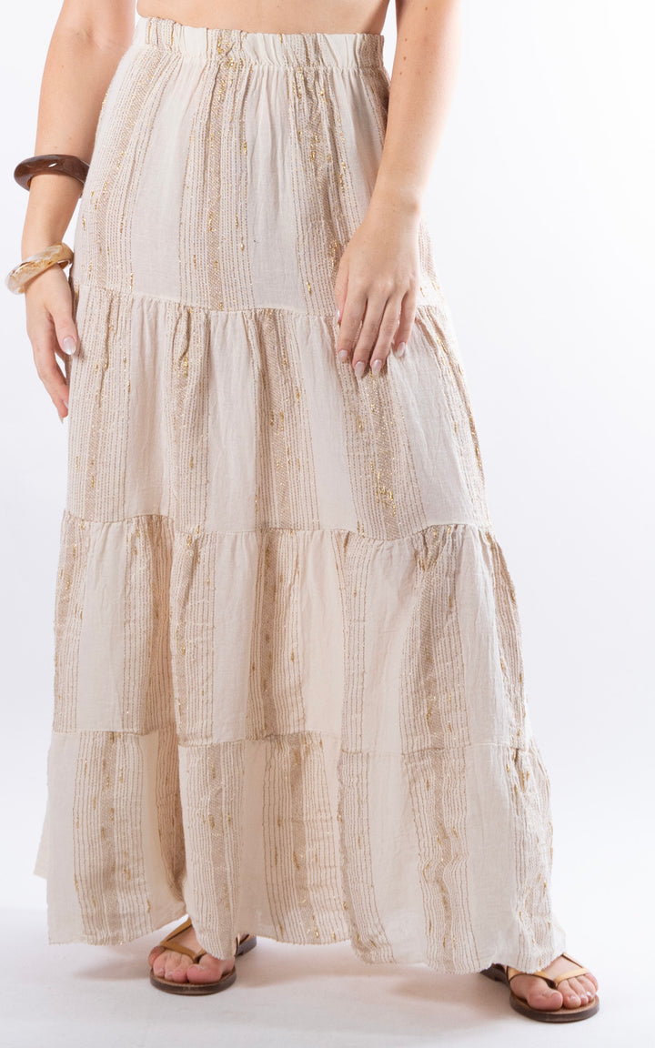 Zadie Gold Line Skirt | Beige