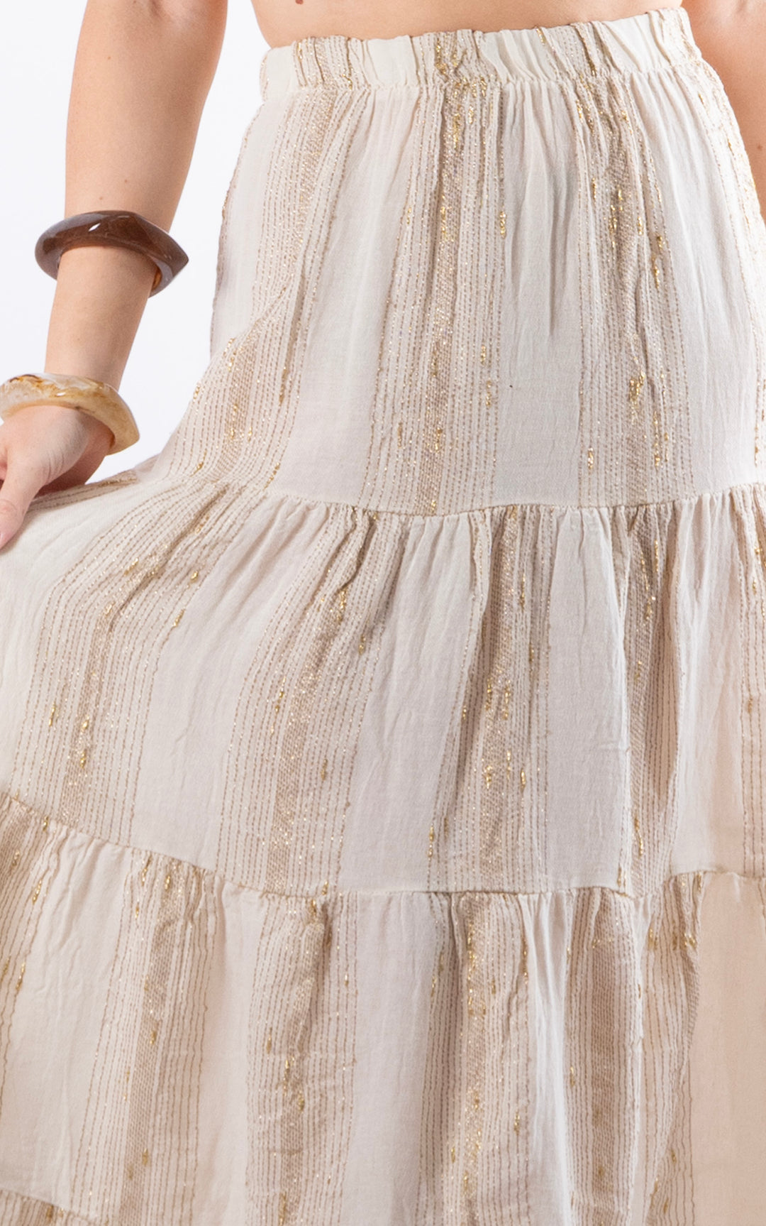 Zadie Gold Line Skirt | Beige