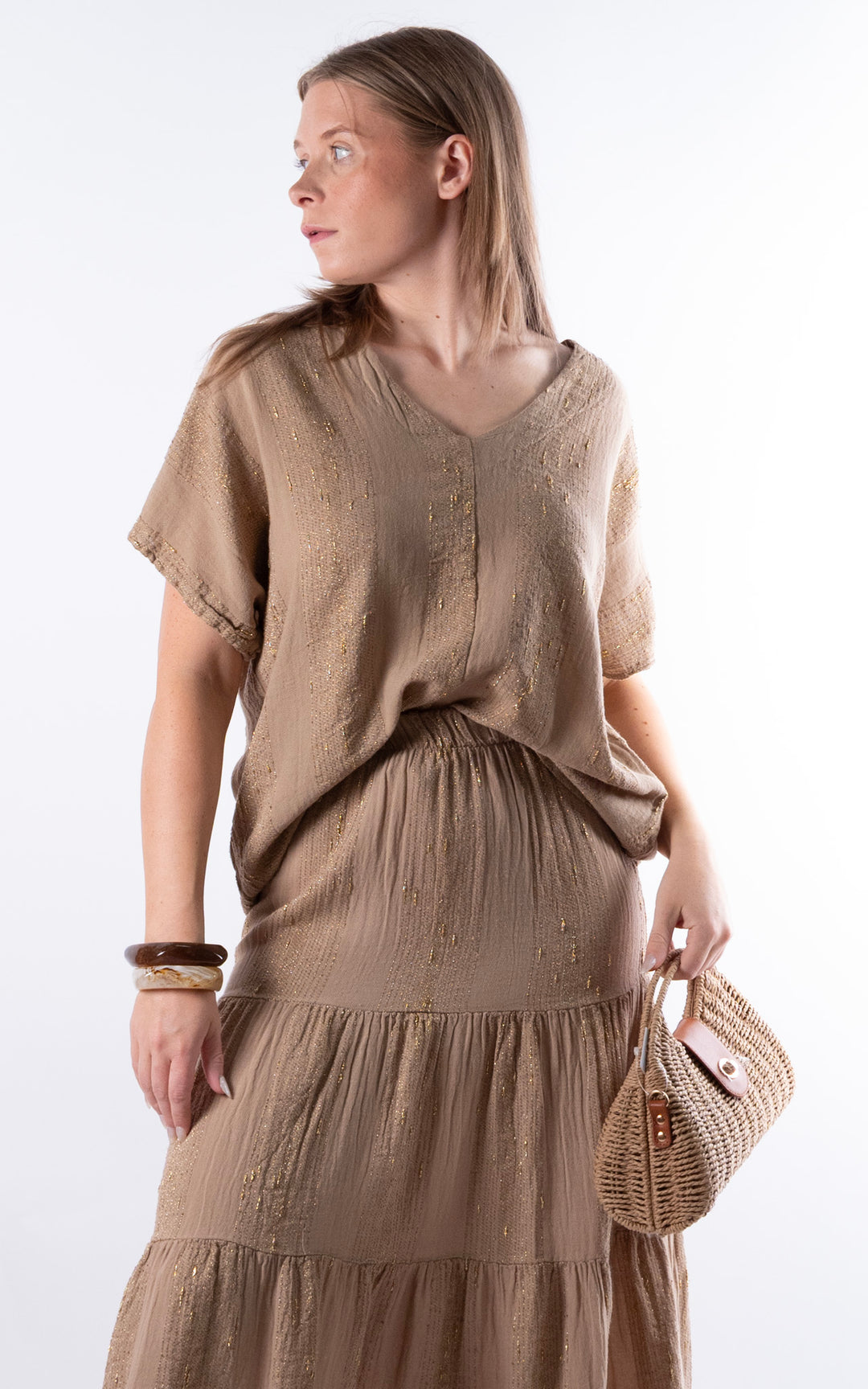 Zadie Gold Line Skirt | Mocha