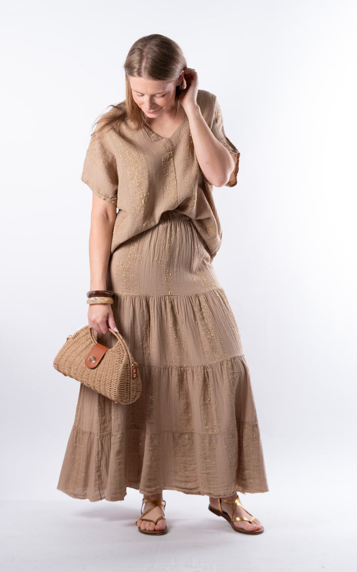Zadie Gold Line Skirt | Mocha
