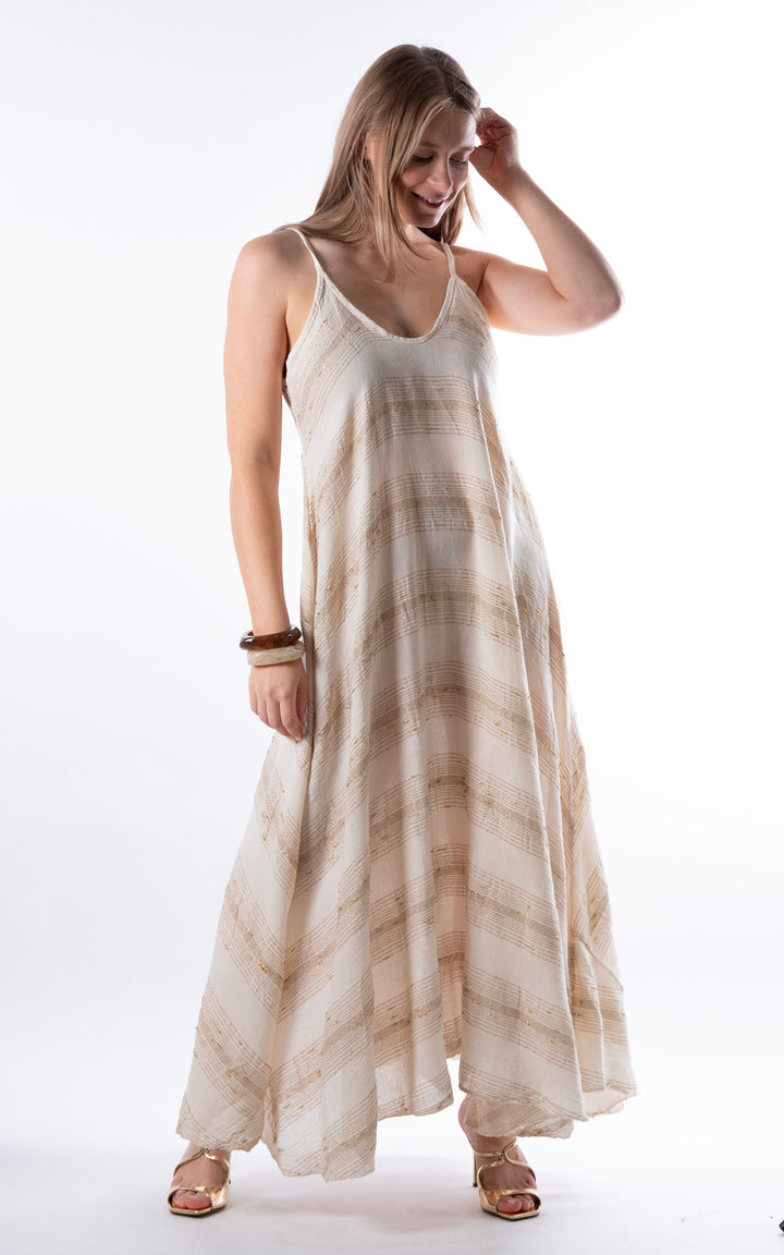 Zadie Gold Line Strap Dress | Beige