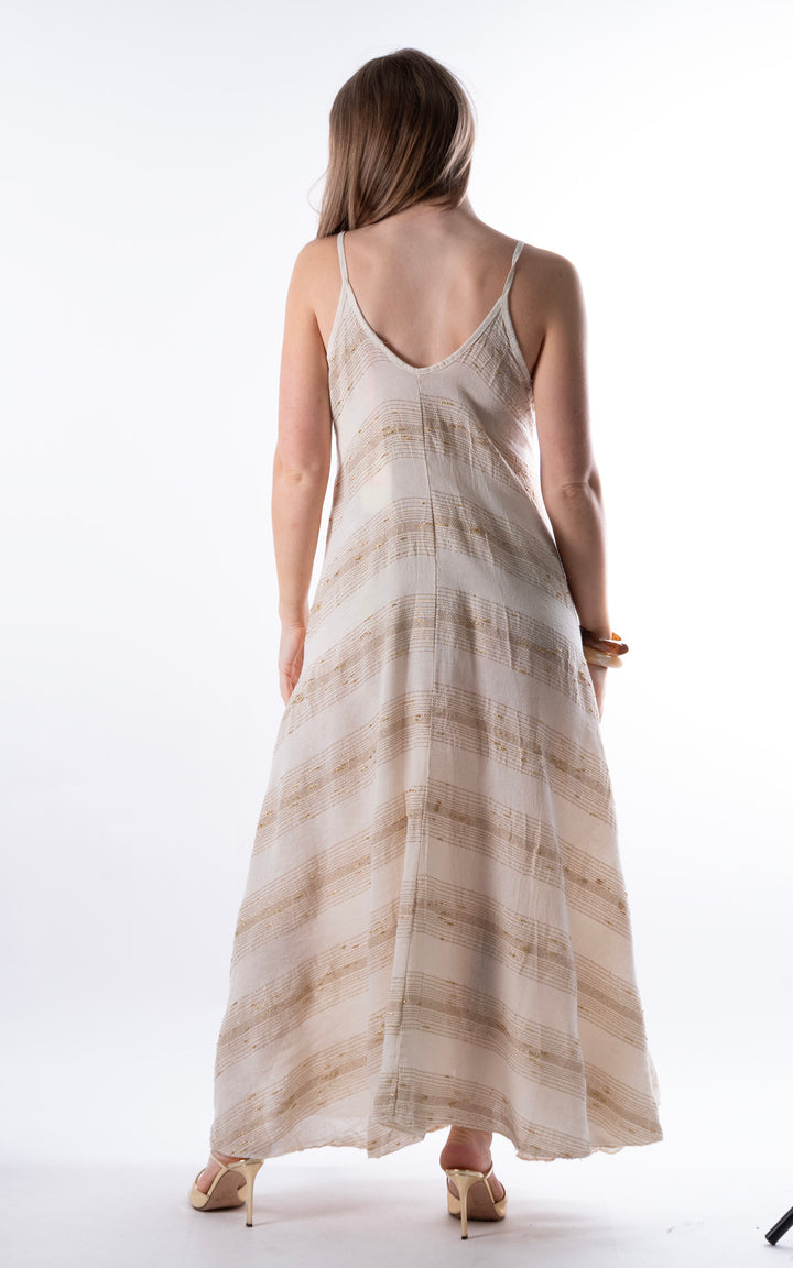 Zadie Gold Line Strap Dress | Beige