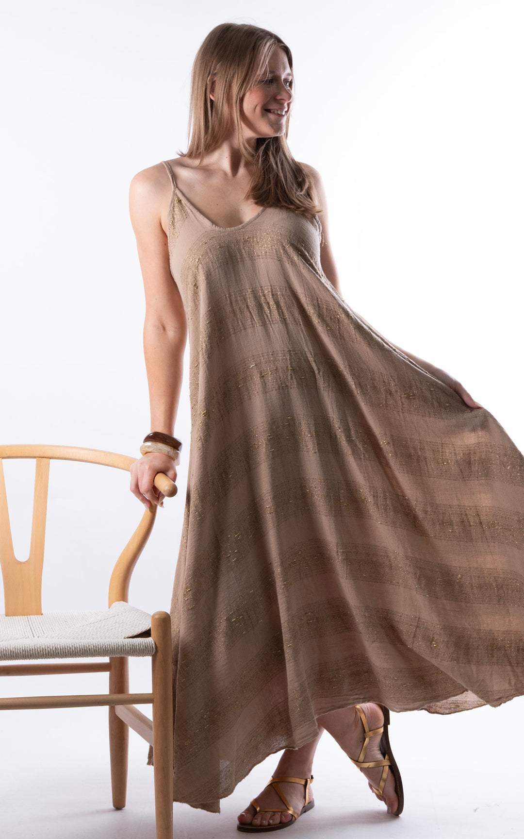 Zadie Gold Line Strap Dress | Mocha